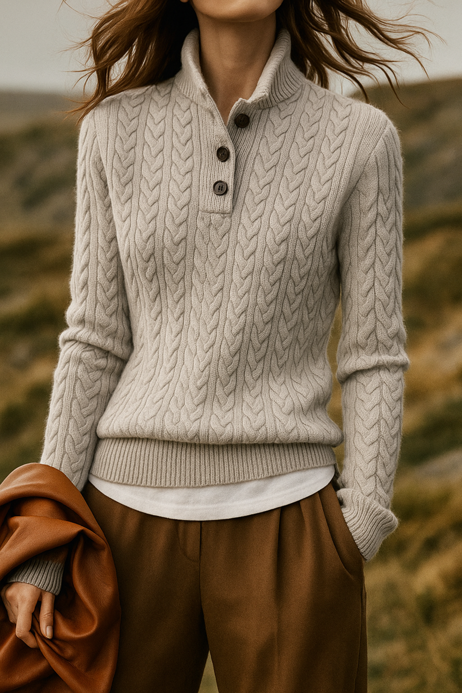 Women's Textured Cable Knit Sweater