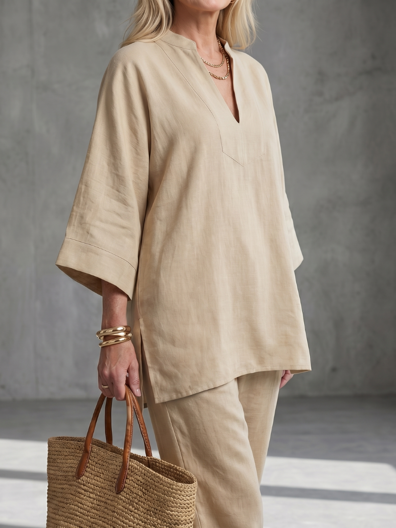 Oriana™ | V Neck Tunic & Gathered Trouser Set