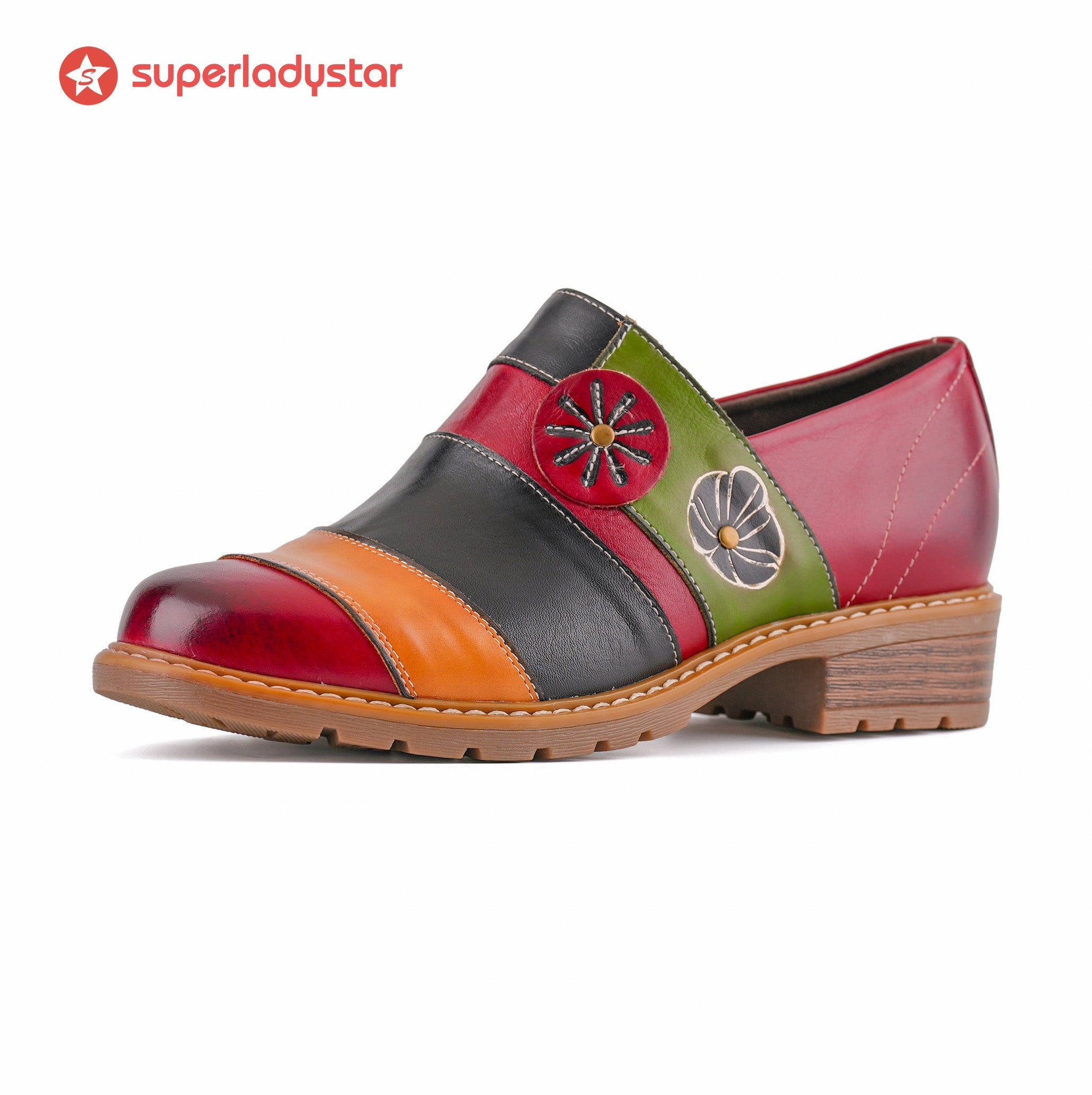 Vexlyn™ | Floral Color-Block Loafers