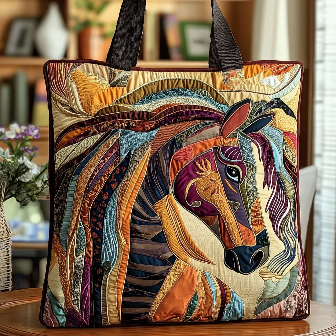 Drucilla™ | Quilted Horse Art Tote Bag