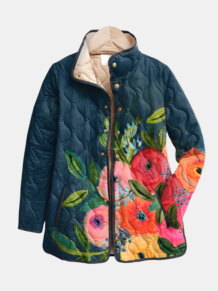 Kaleigh™ | Vintage Floral Print Quilted Jacket