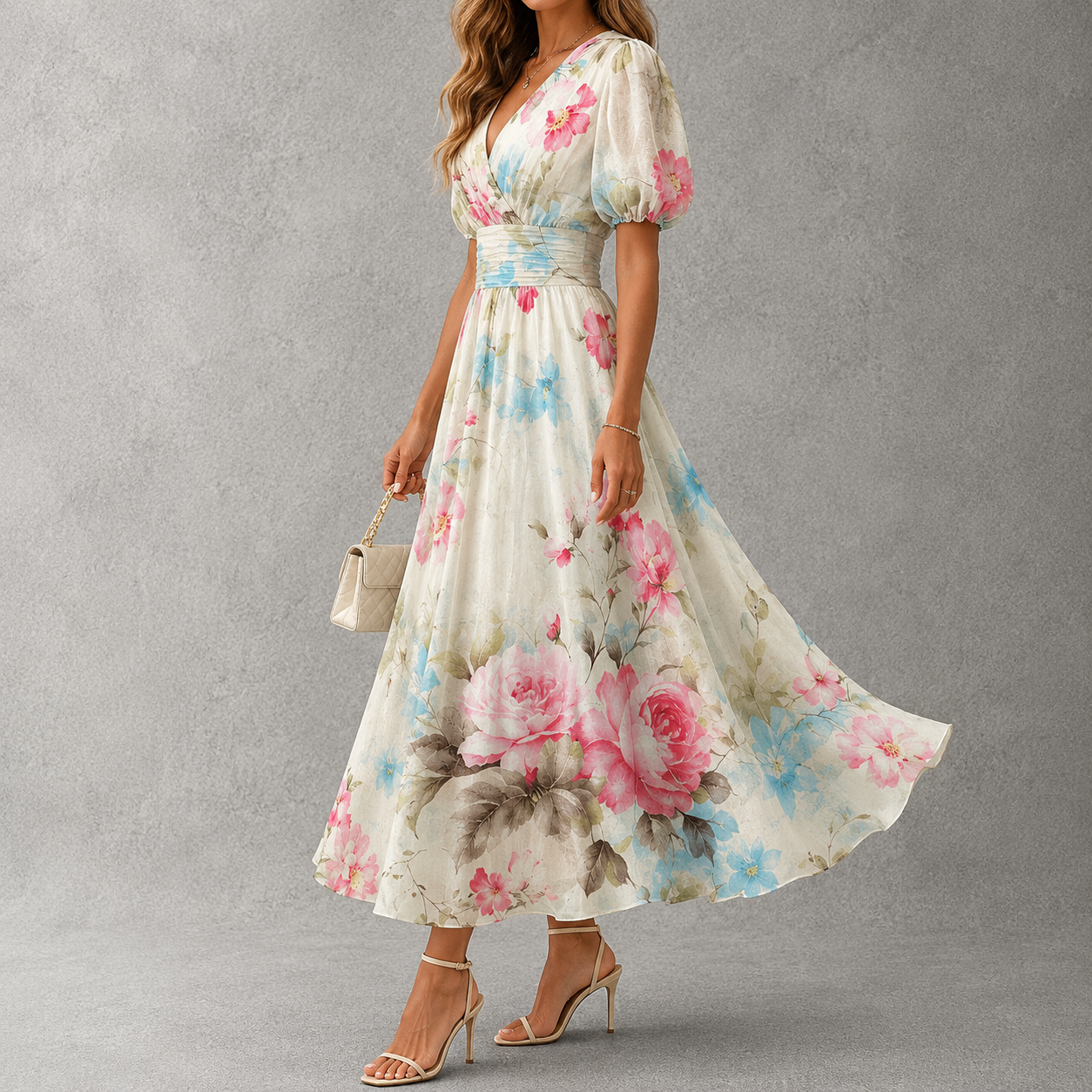Eleanora™ | Floral Wrap Midi Dress