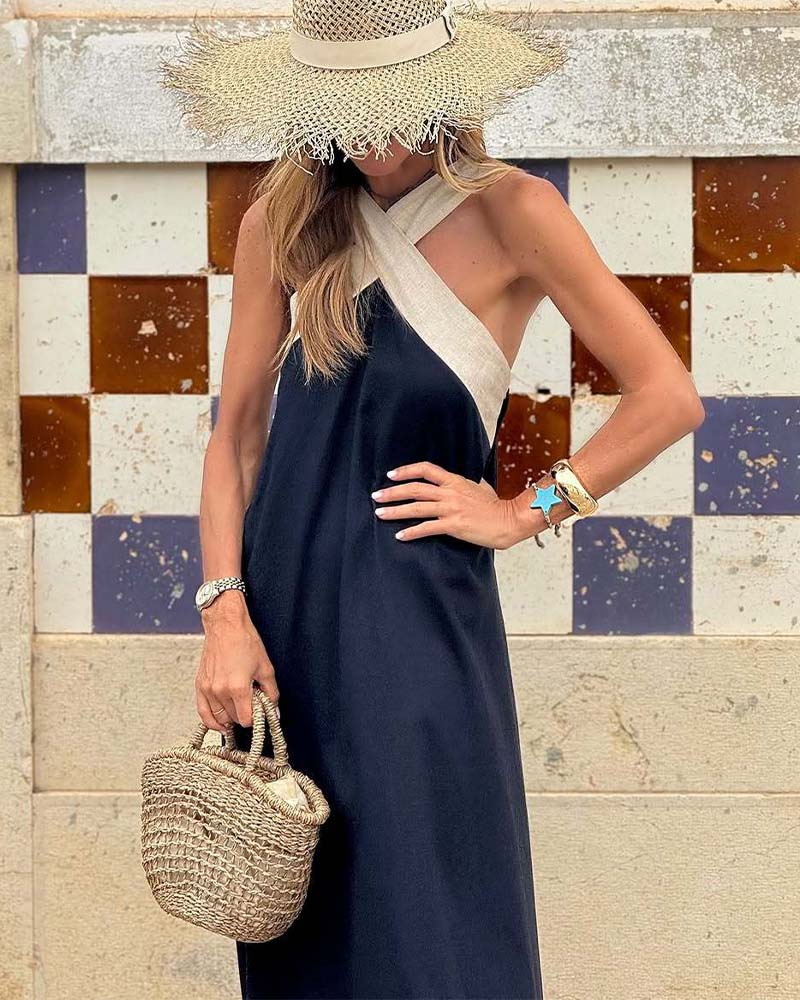 Leona™ | Crossover Halter Maxi Dress