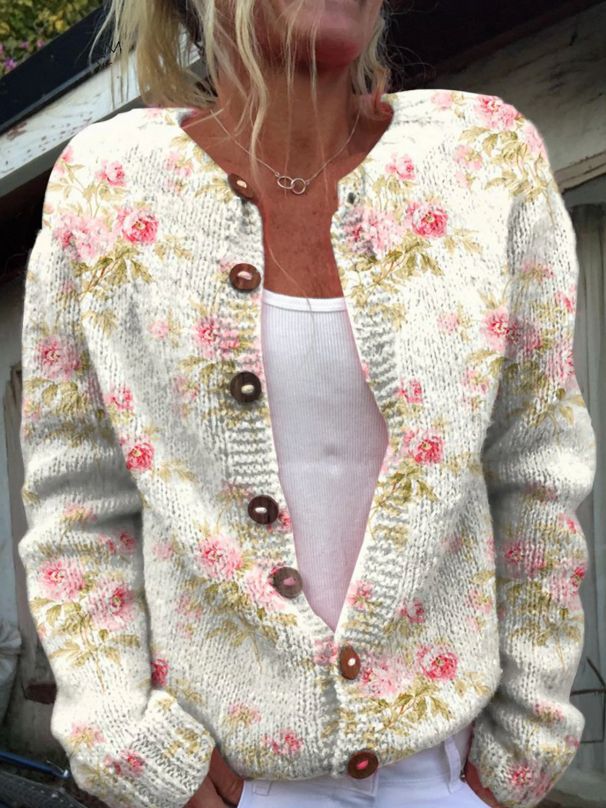 Glorwen™ | Vintage Floral Knit Cardigan