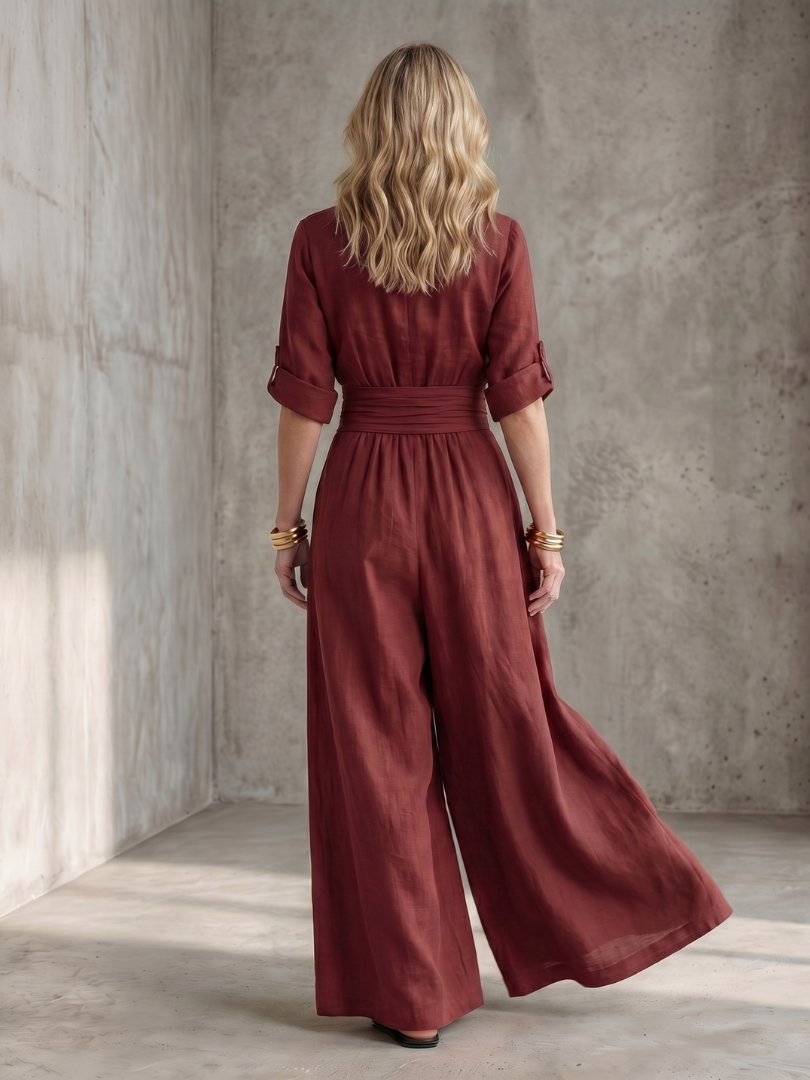 Birelle™ | Cross Front Wide Leg Jumpsuit