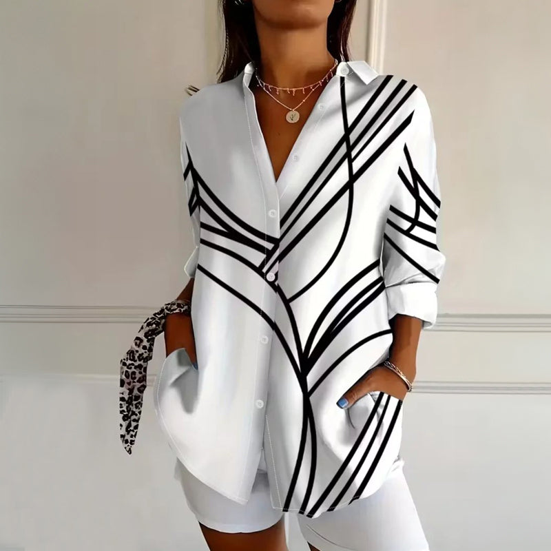 Ivette™ | Casual Abstract Striped Blouse