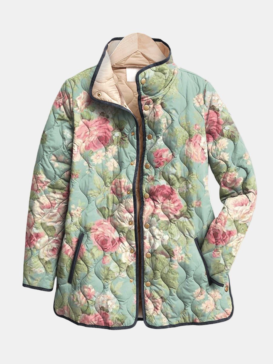 Vossara™ | Retro Floral Quilted Jacket