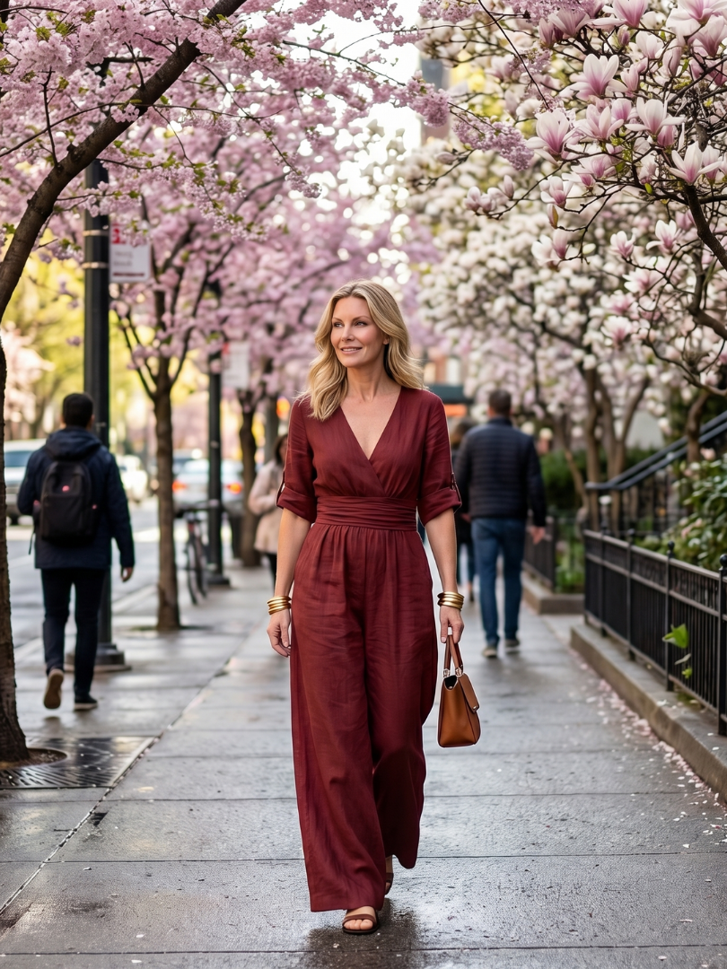 Birelle™ | Cross Front Wide Leg Jumpsuit