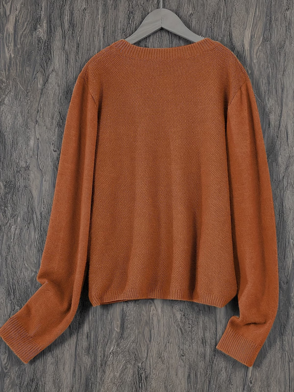 Hester | Rust Popcorn-Knit Cardigan