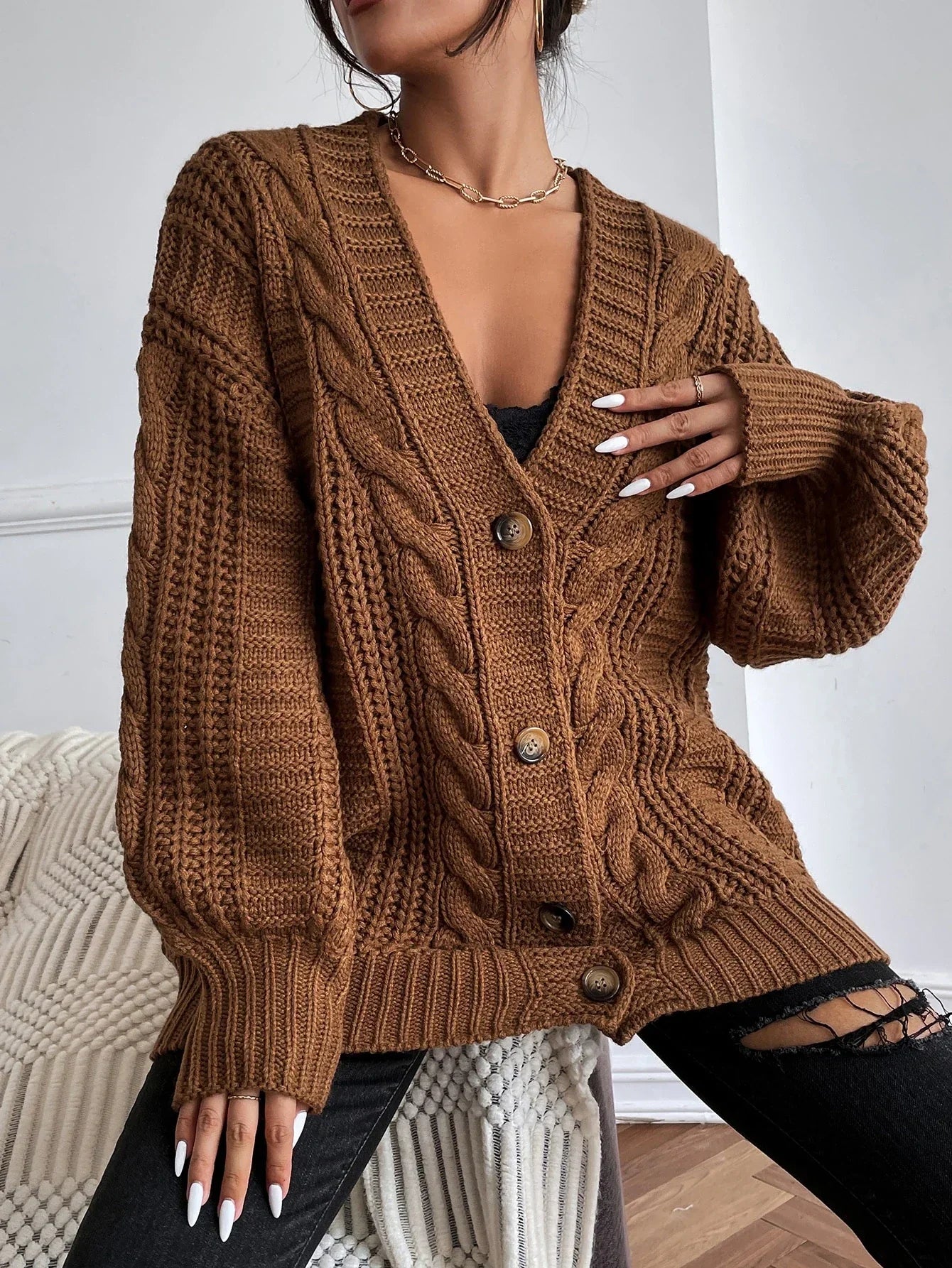 Barnsley™ | Chunky Cable Knit Cardigan | Oversized