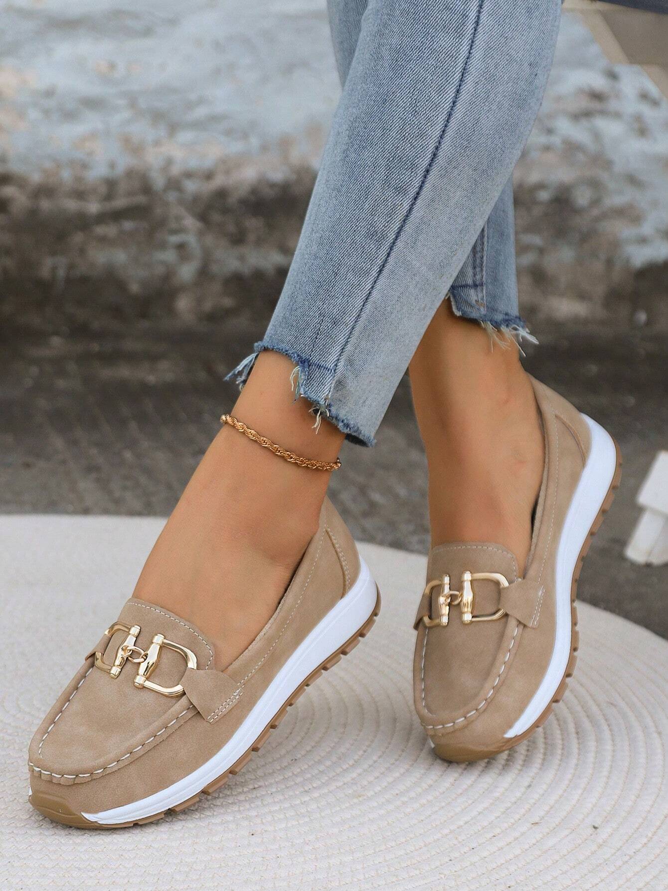 Rexelle™ | Flat Loafer with Gold-Tone Buckle