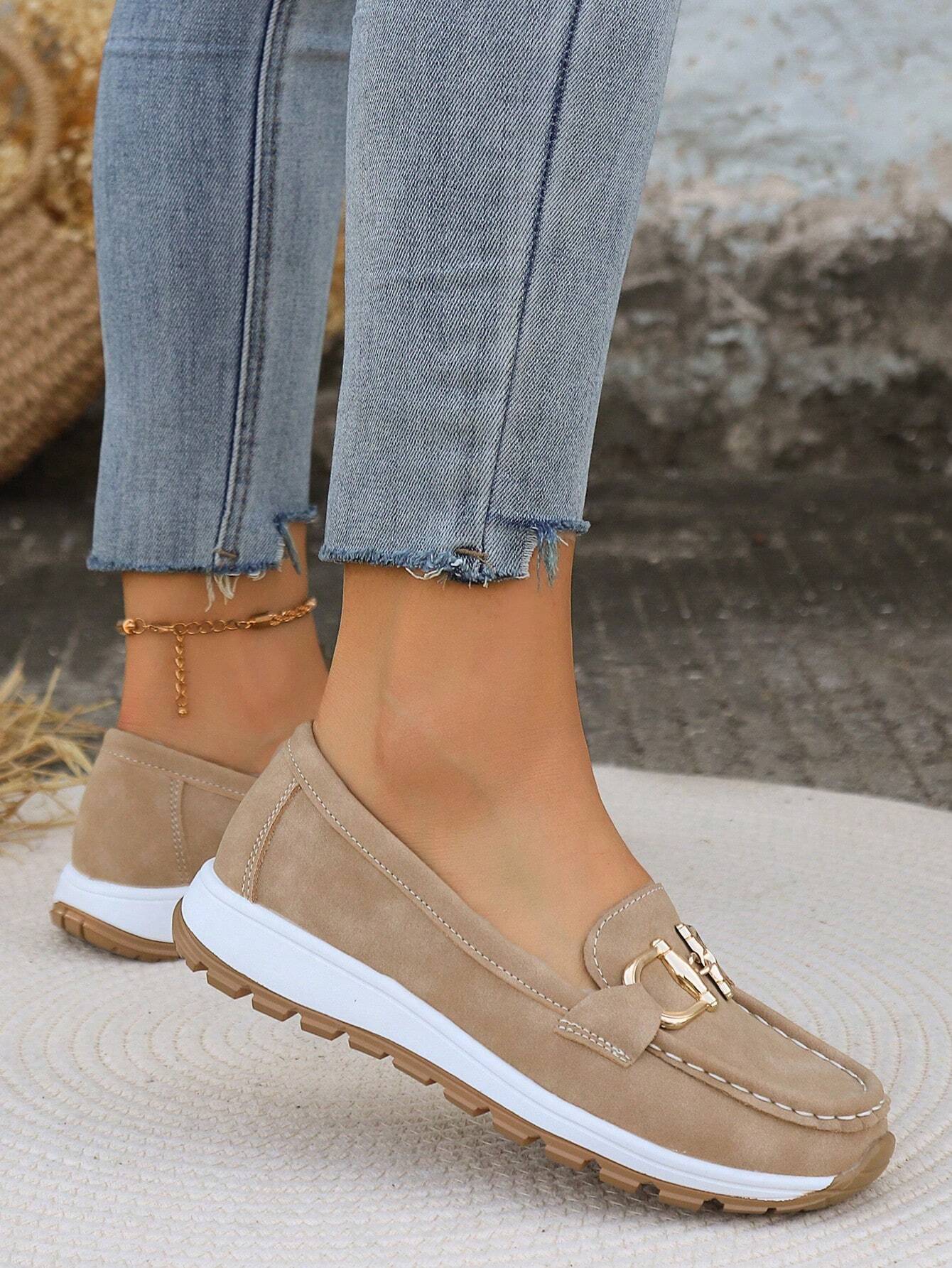 Rexelle™ | Flat Loafer with Gold-Tone Buckle
