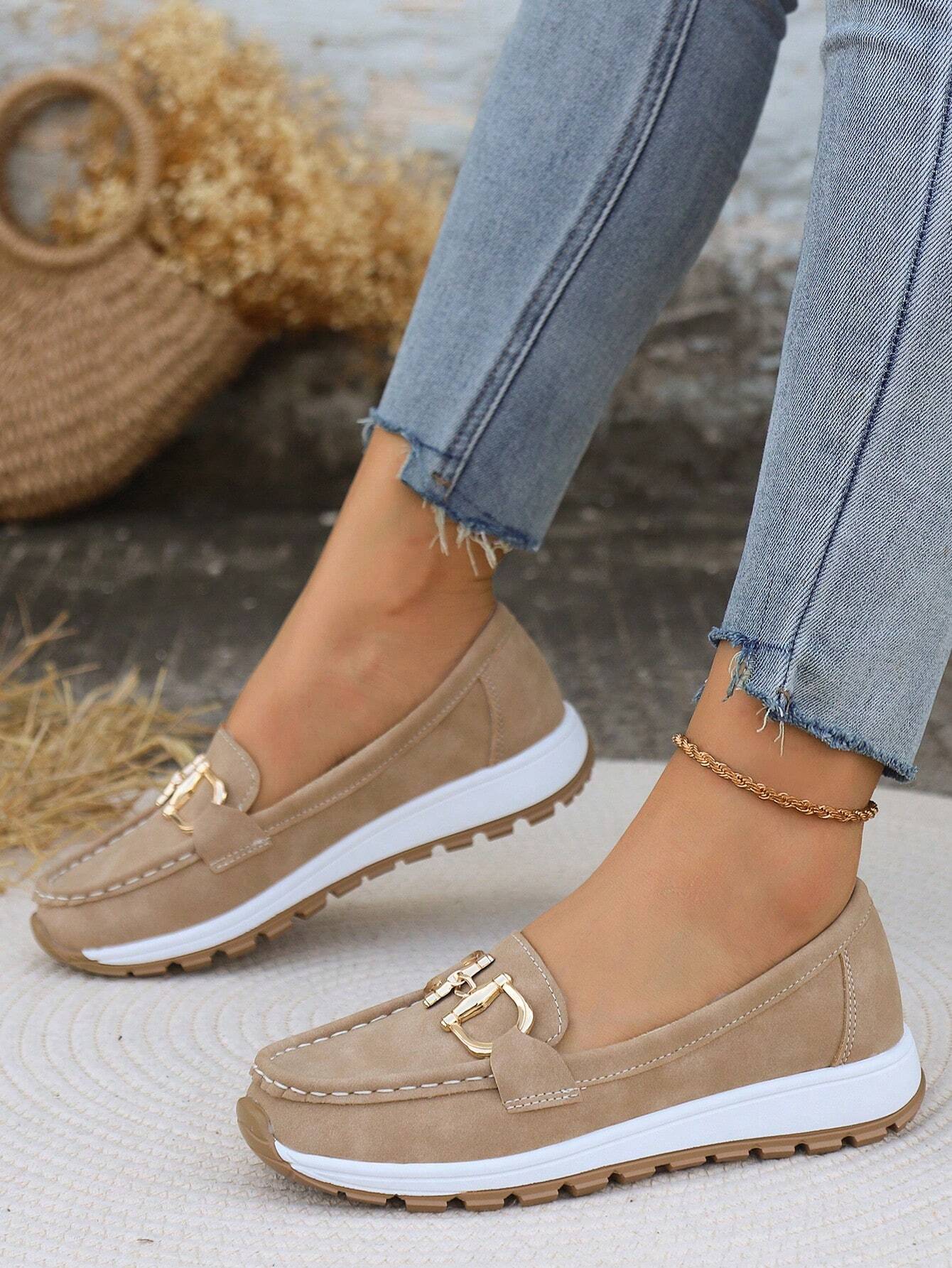 Rexelle™ | Flat Loafer with Gold-Tone Buckle
