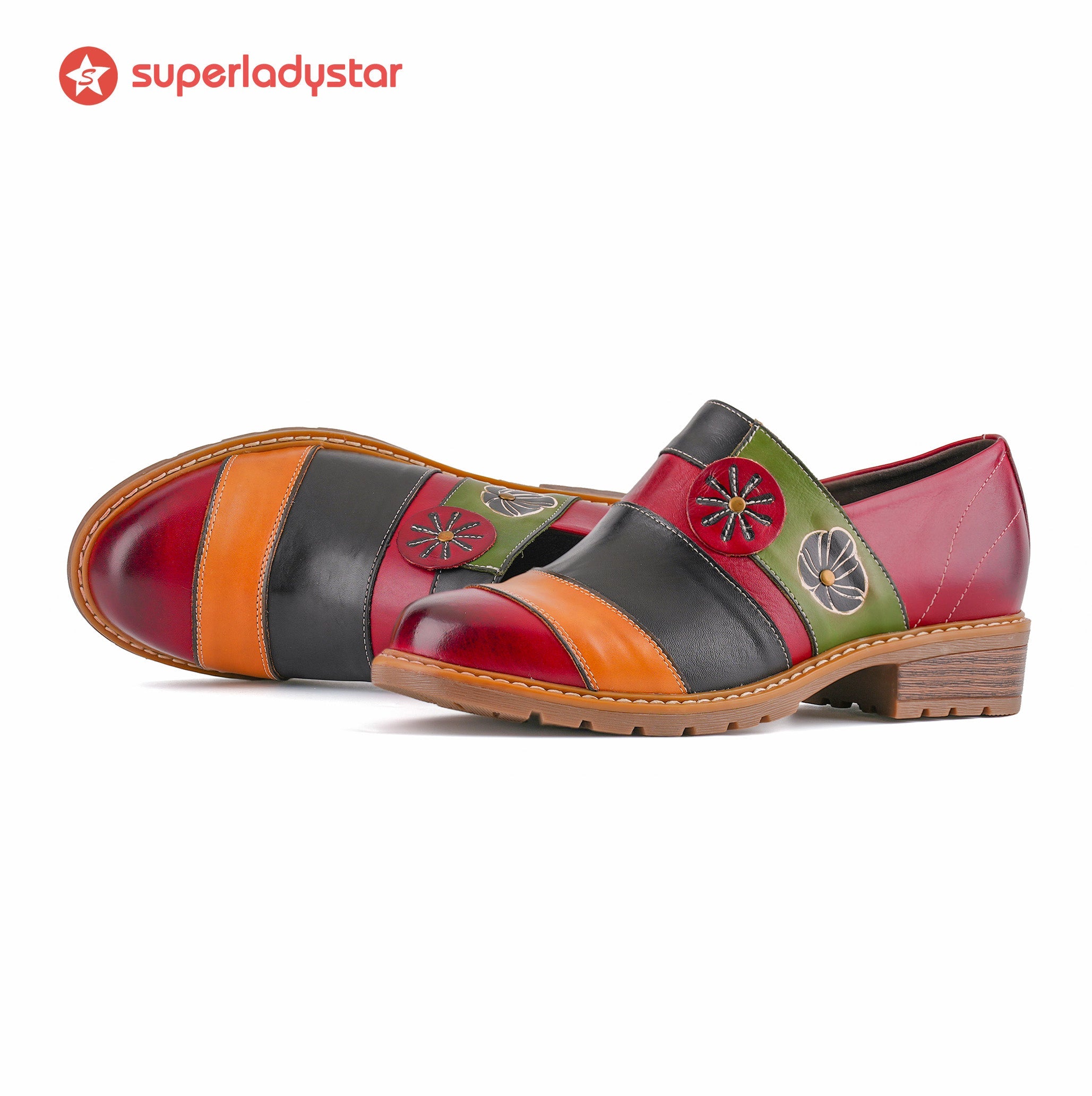 Vexlyn™ | Floral Color-Block Loafers