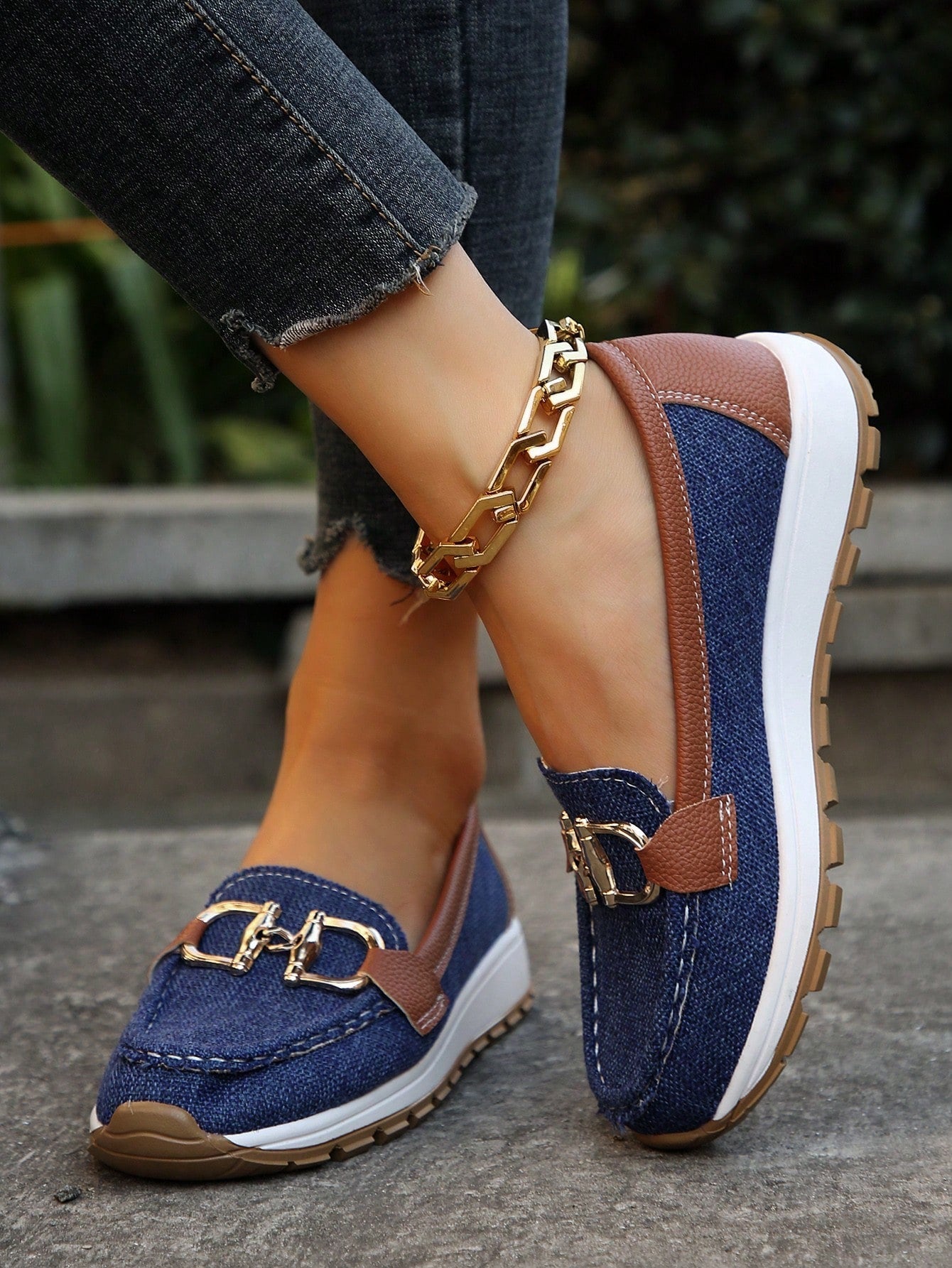 Rexelle™ | Flat Loafer with Gold-Tone Buckle