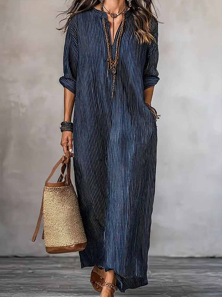 Henrietta™ | Retro Striped Maxi Dress