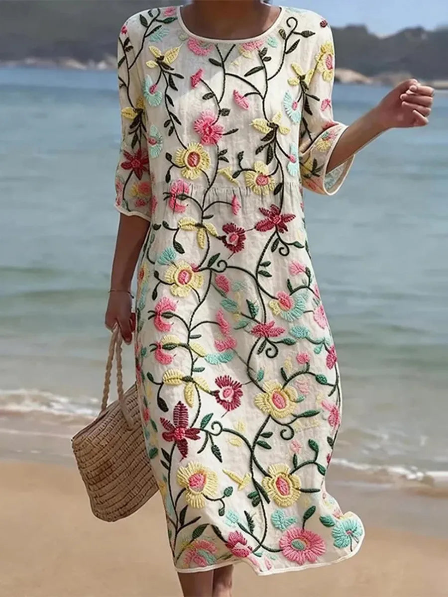 Magnoline™ | Floral Embroidered Casual Dress