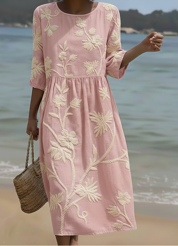 Juliette™ | Floral Embroidered Midi Dress