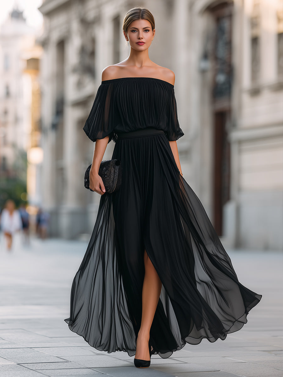 Pavelle™ | Off-Shoulder Pleated Maxi Dress