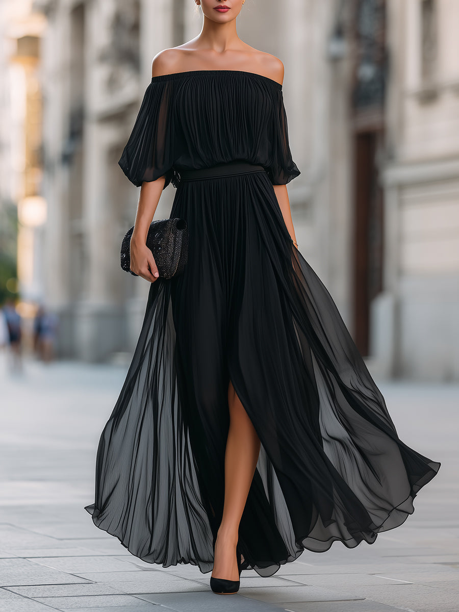 Pavelle™ | Off-Shoulder Pleated Maxi Dress