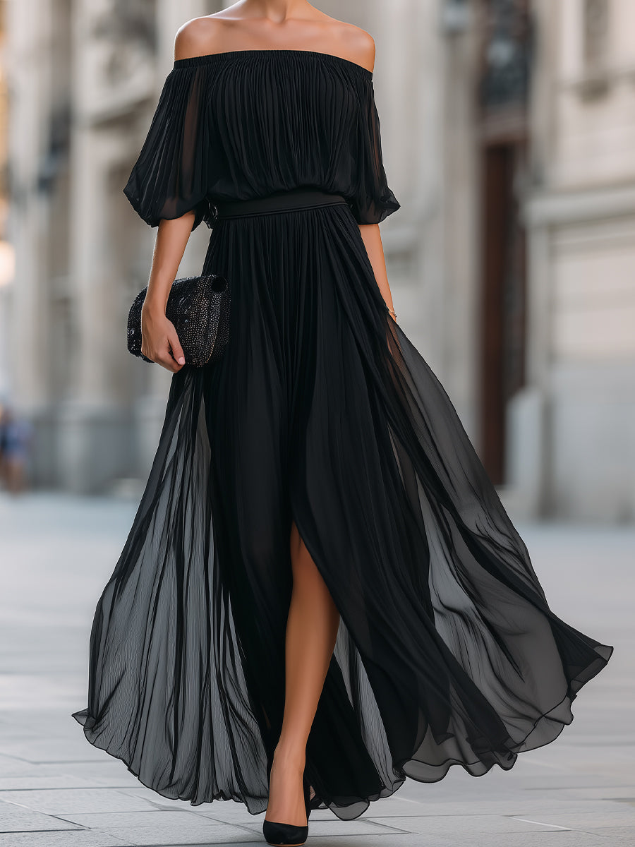 Pavelle™ | Off-Shoulder Pleated Maxi Dress