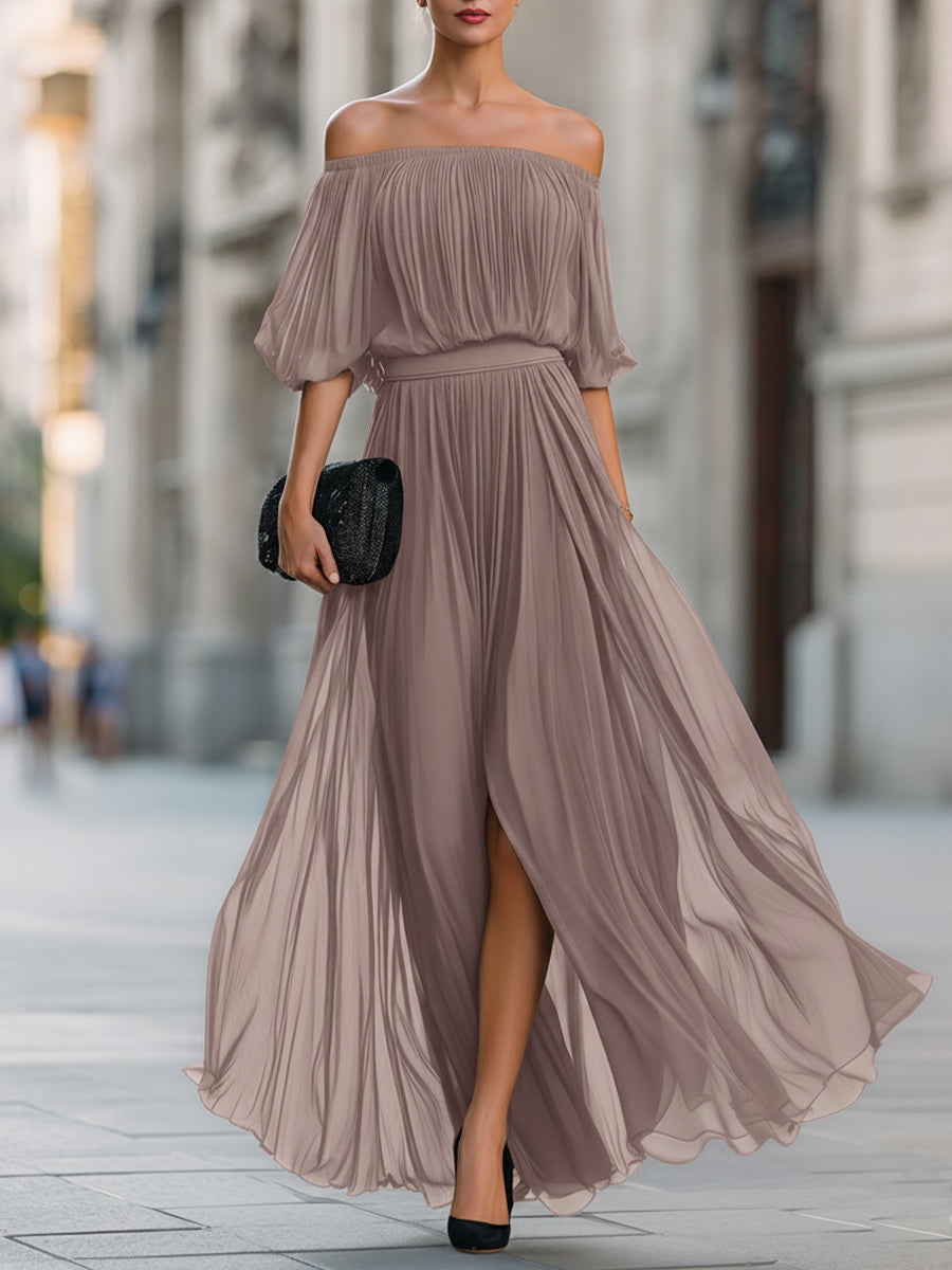 Pavelle™ | Off-Shoulder Pleated Maxi Dress