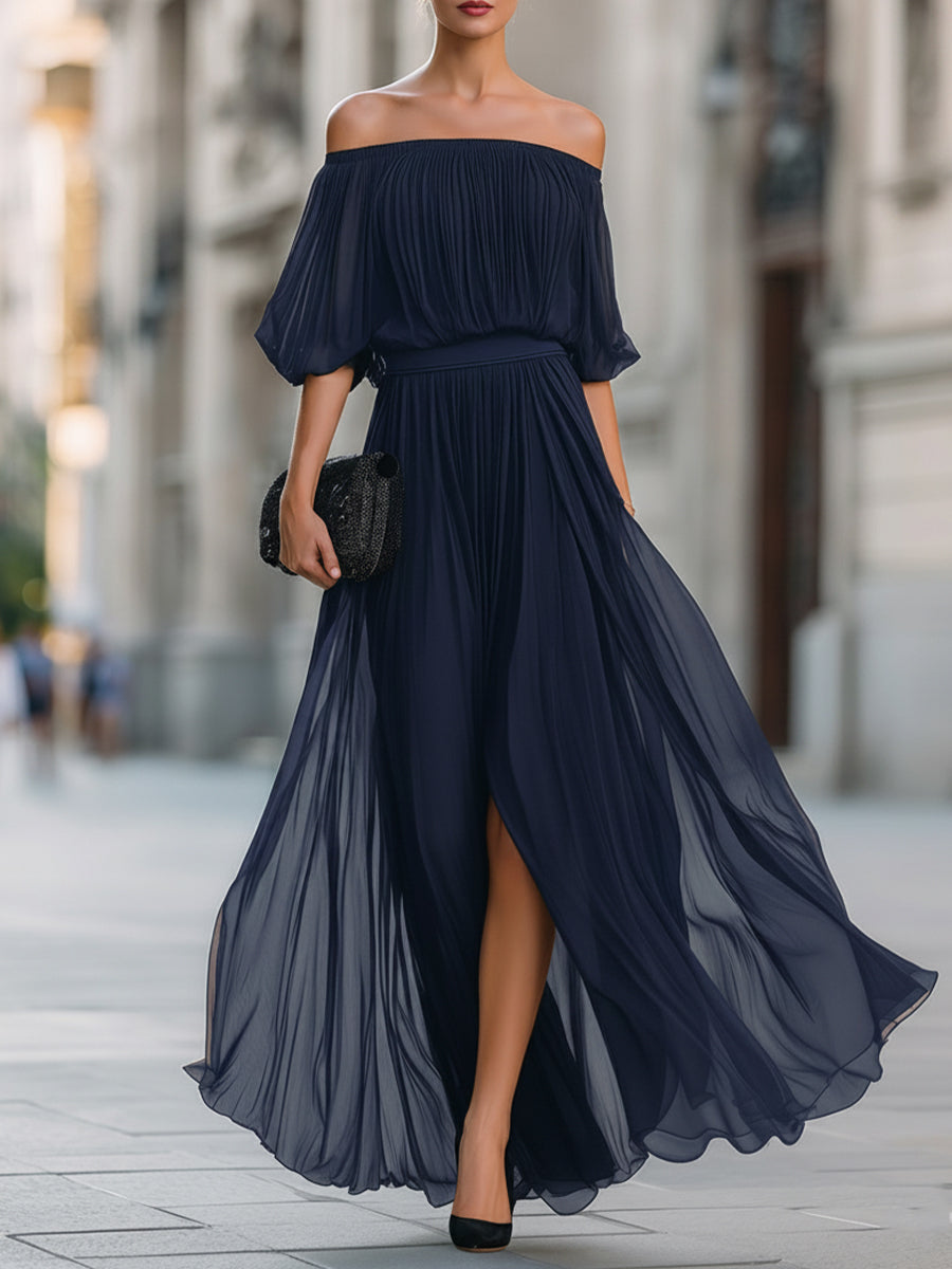 Pavelle™ | Off-Shoulder Pleated Maxi Dress