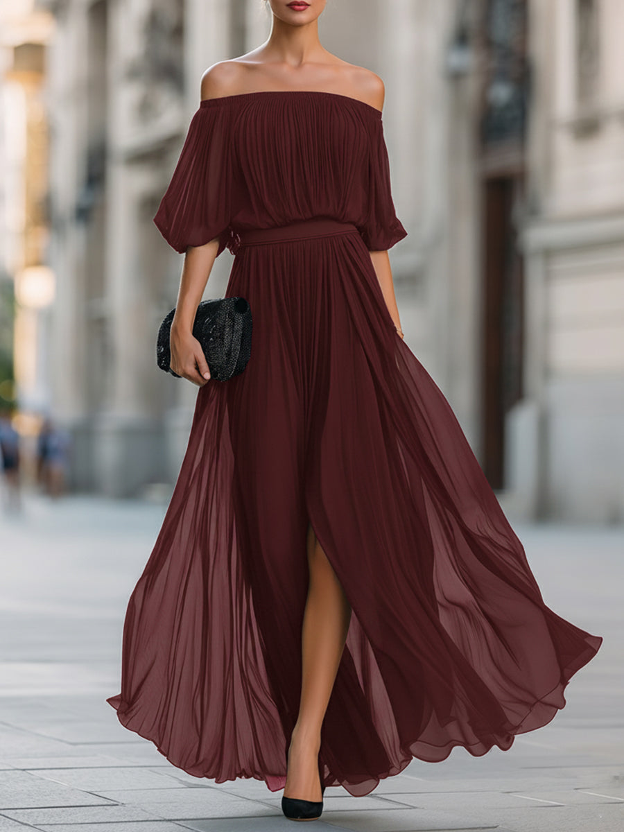 Pavelle™ | Off-Shoulder Pleated Maxi Dress