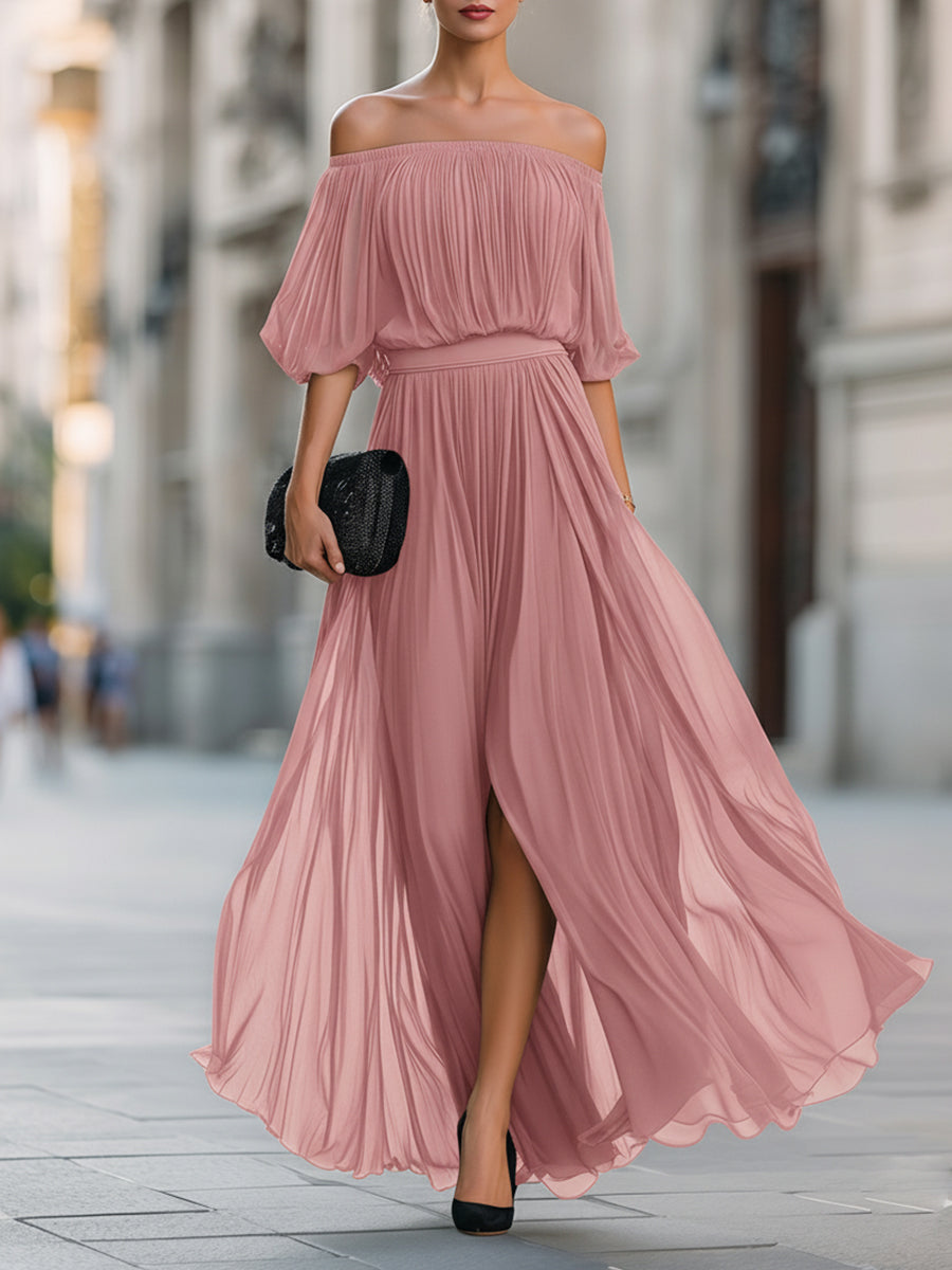 Pavelle™ | Off-Shoulder Pleated Maxi Dress