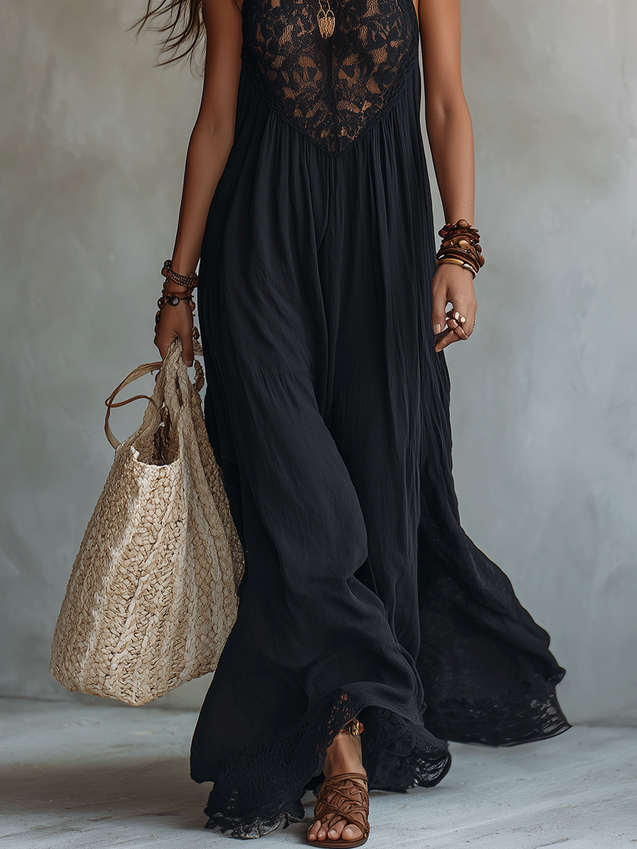Abrienne™ | Bohemian Sleeveless Soft Drape Statement Evening Maxi Dress