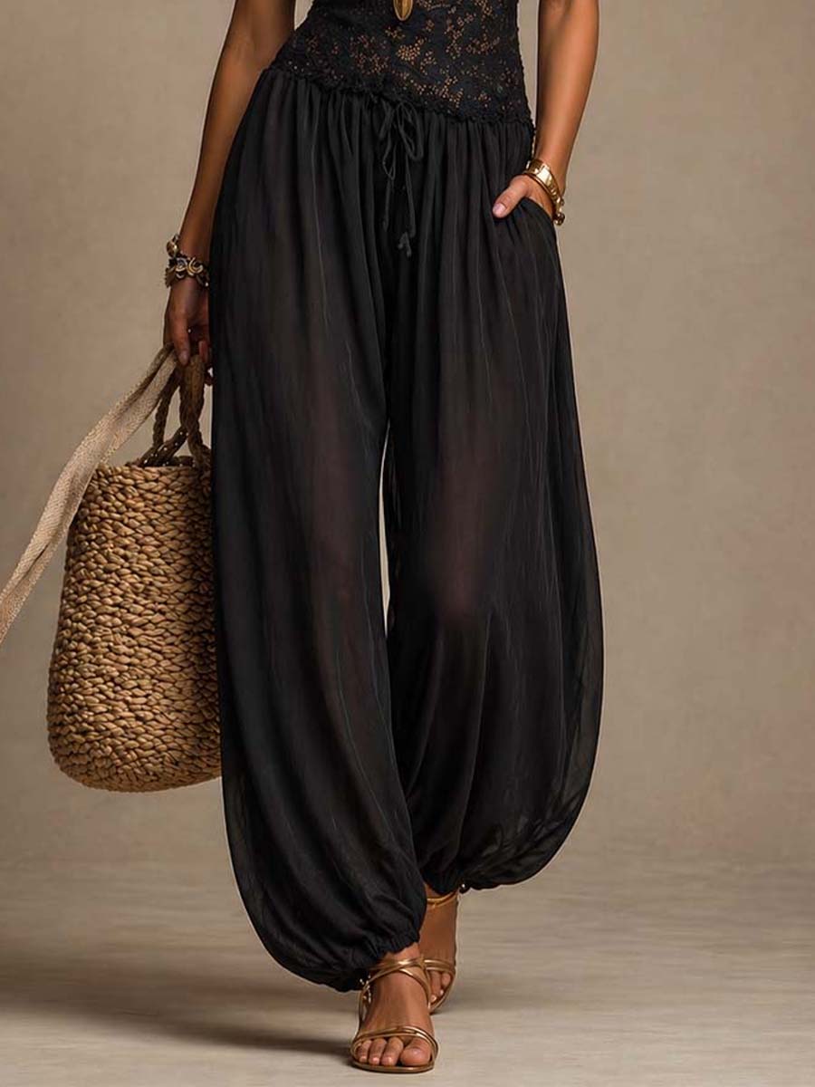 Stellane™ | Lace Bodice Harem-Style Jumpsuit