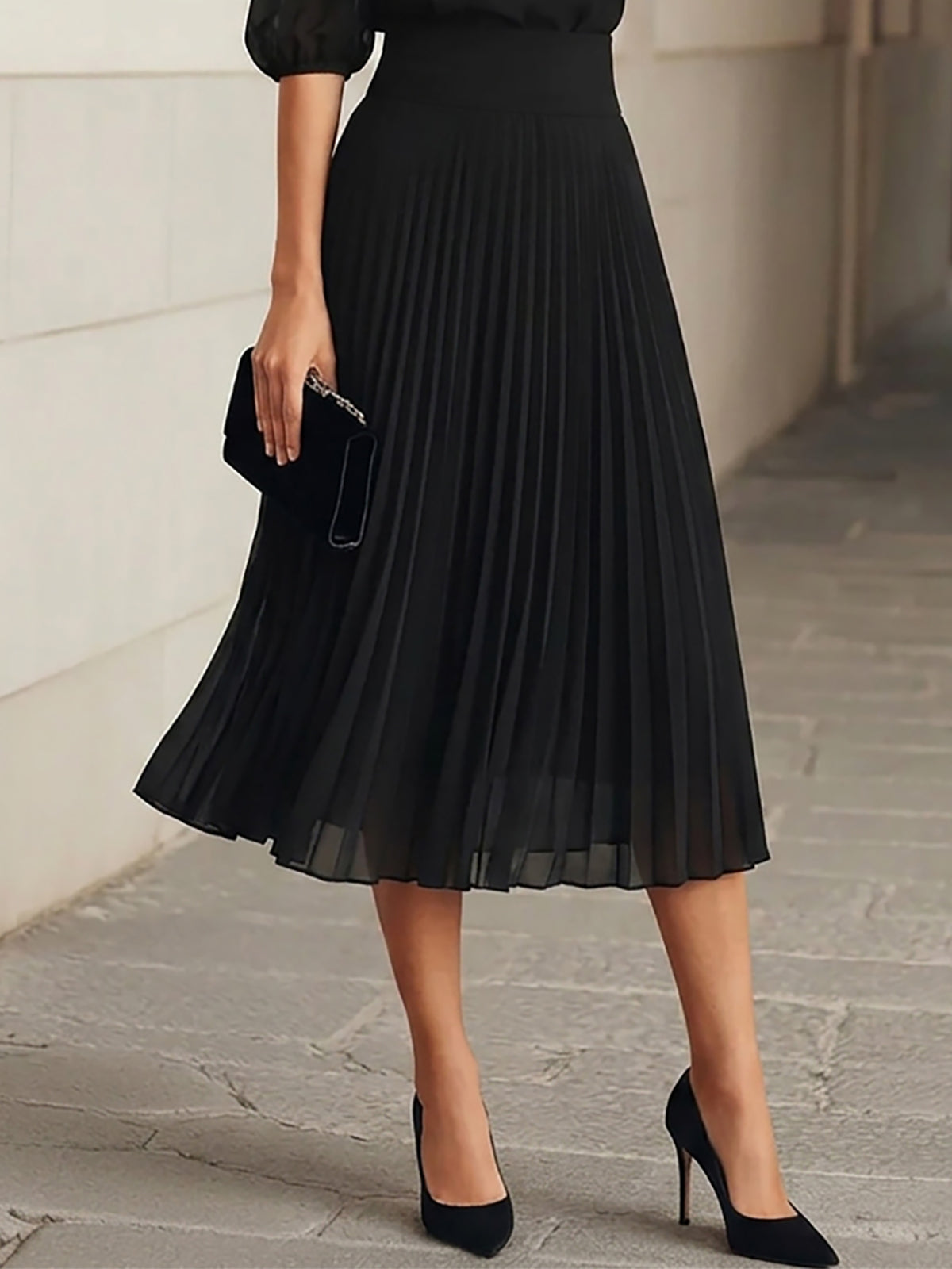 Klovette™ | Top & Pleated Midi Skirt Three-Piece Set