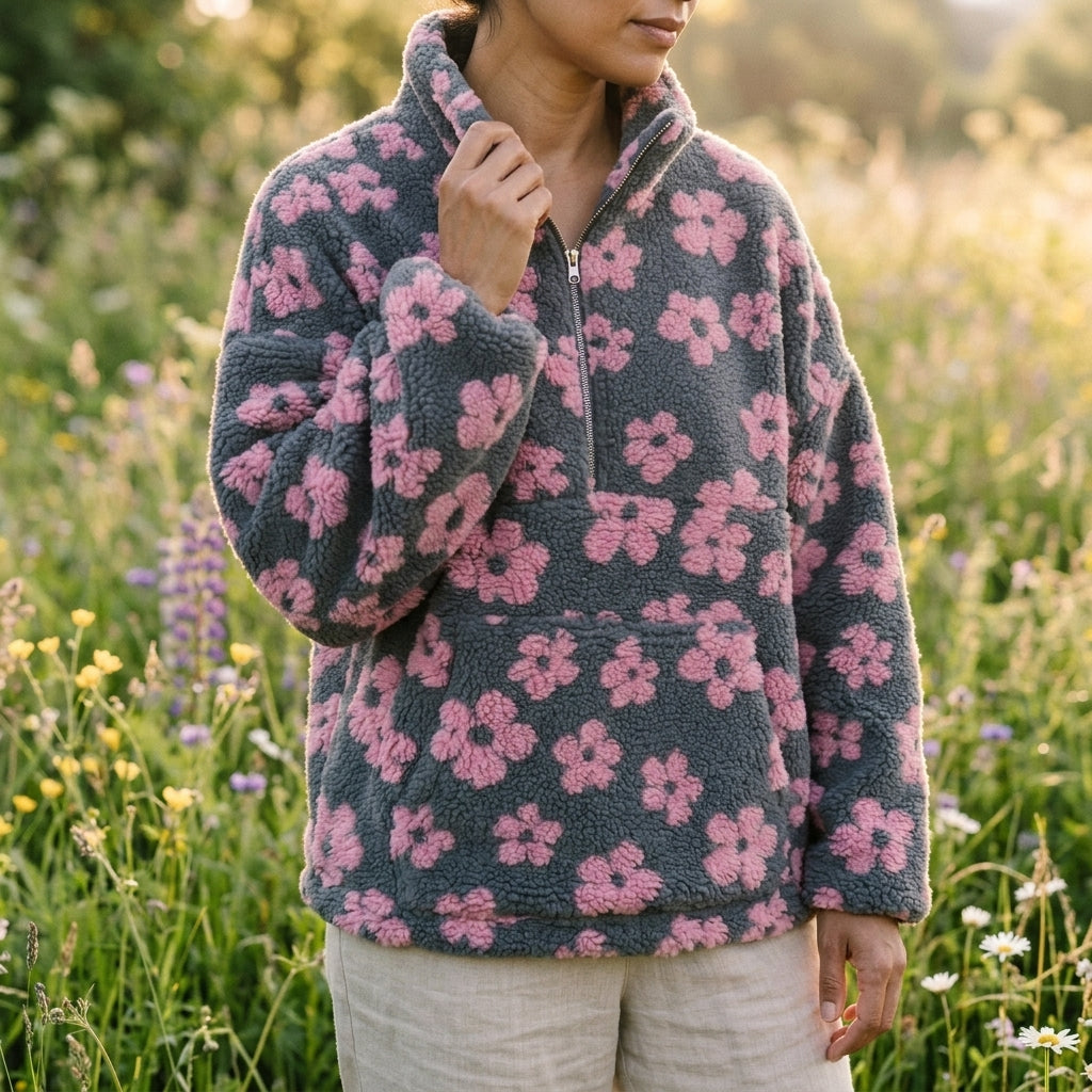 Velda™ | Floral Fleece Half-Zip Pullover