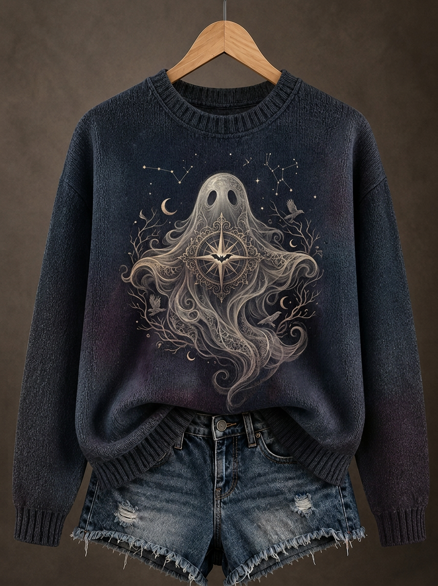 Women's Halloween Gothic Ghost Compass Sweatshirt