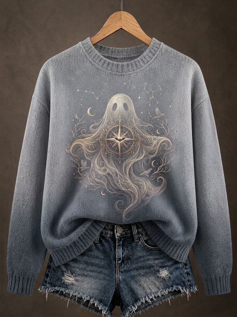 Women's Halloween Gothic Ghost Compass Sweatshirt