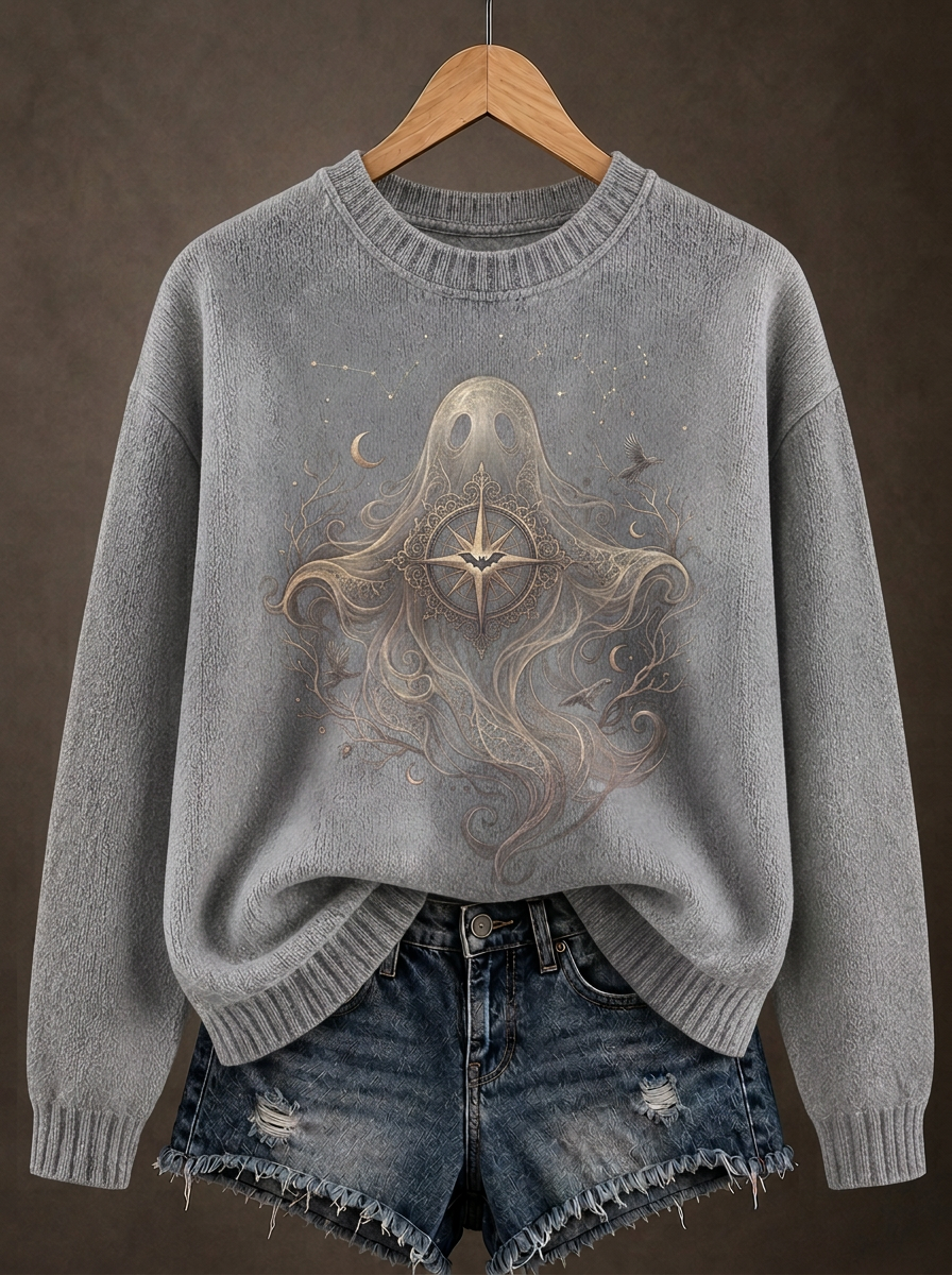 Women's Halloween Gothic Ghost Compass Sweatshirt