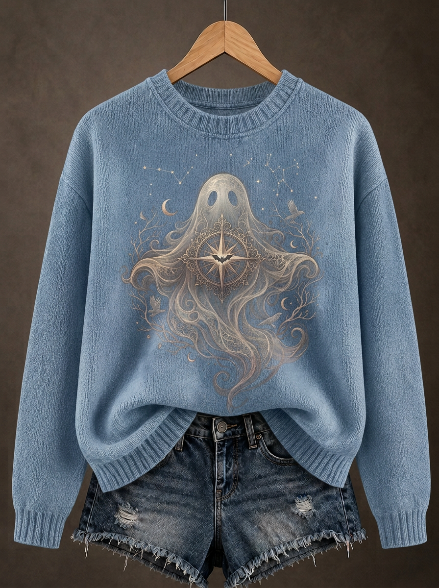 Women's Halloween Gothic Ghost Compass Sweatshirt