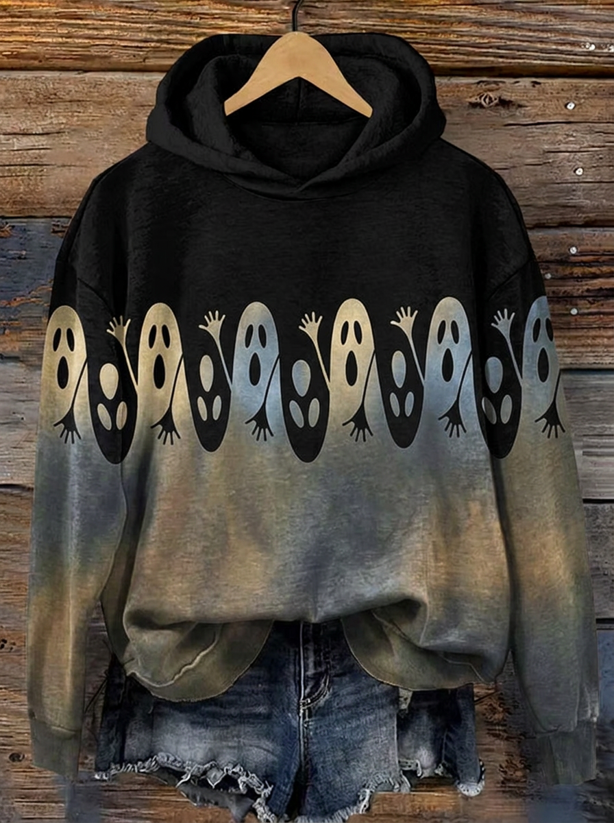 Women's Halloween Ghost Ombre Hoodie