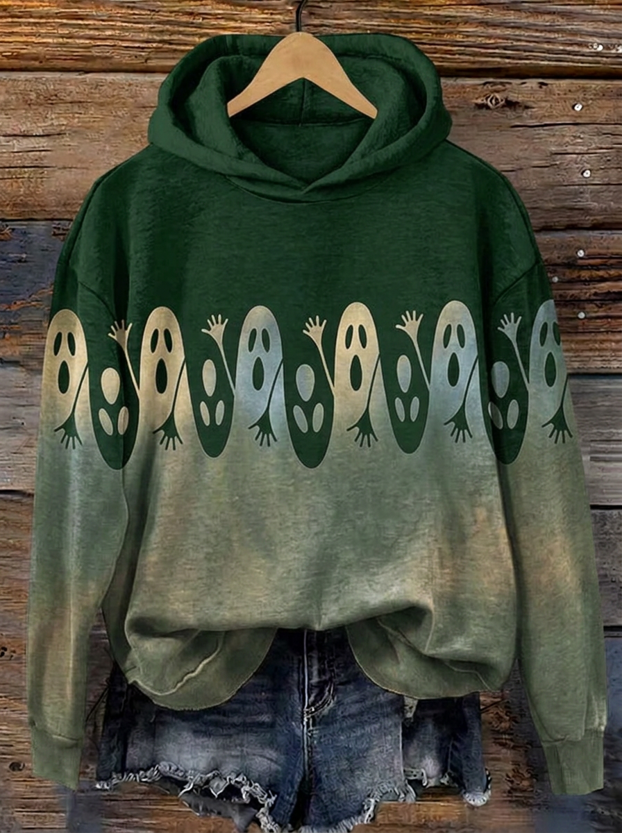 Women's Halloween Ghost Ombre Hoodie