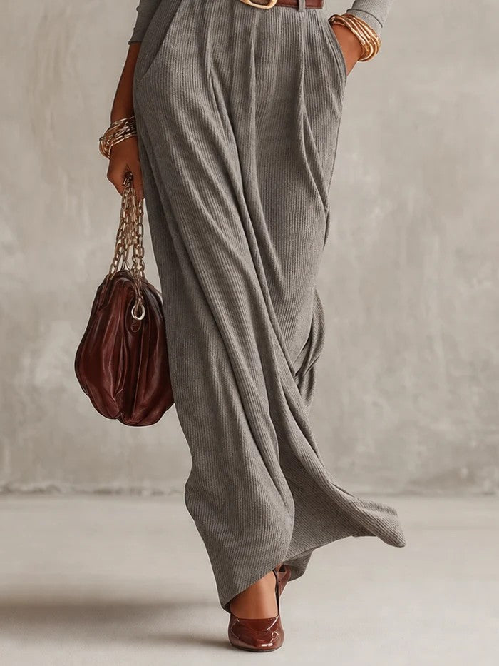 Cloveraine™ | Turtleneck Batwing Sleeve Wrap Maxi Dress