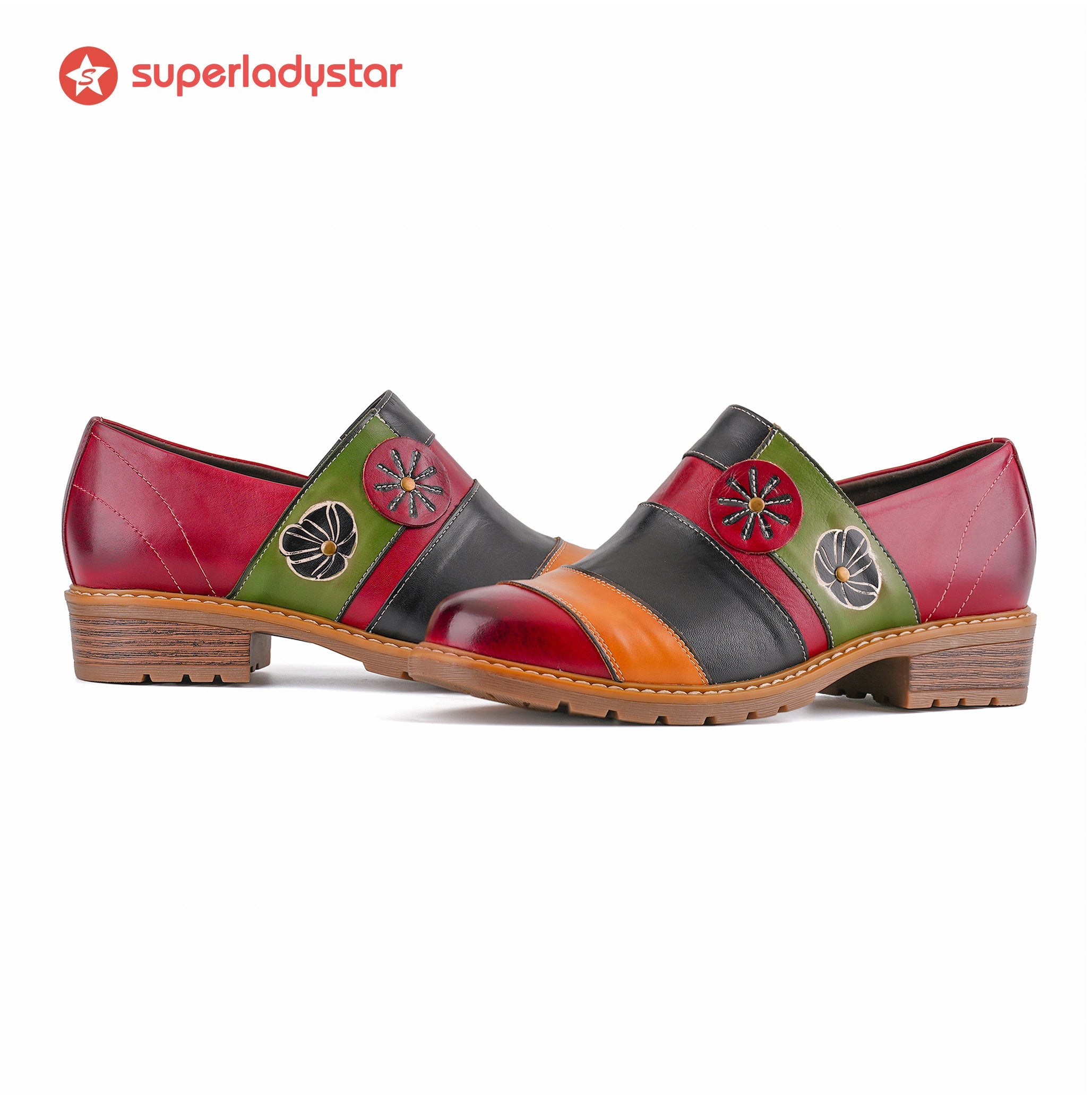 Vexlyn™ | Floral Color-Block Loafers