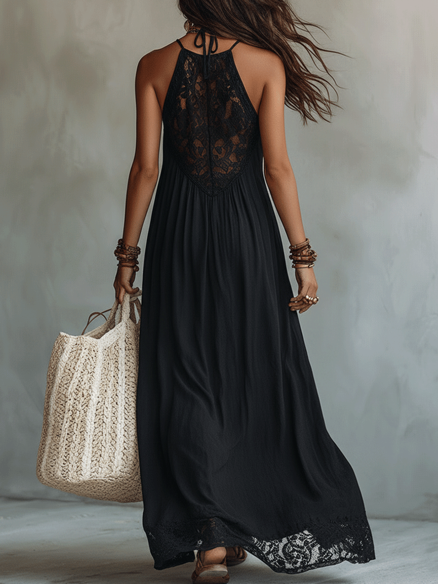 Abrienne™ | Bohemian Sleeveless Soft Drape Statement Evening Maxi Dress