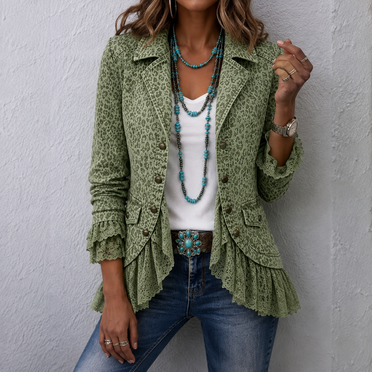 Pippin™ | Vintage Print Lace Patch Jacket