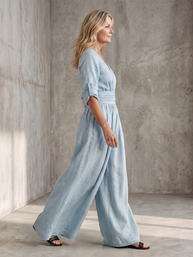 Birelle™ | Cross Front Wide Leg Jumpsuit