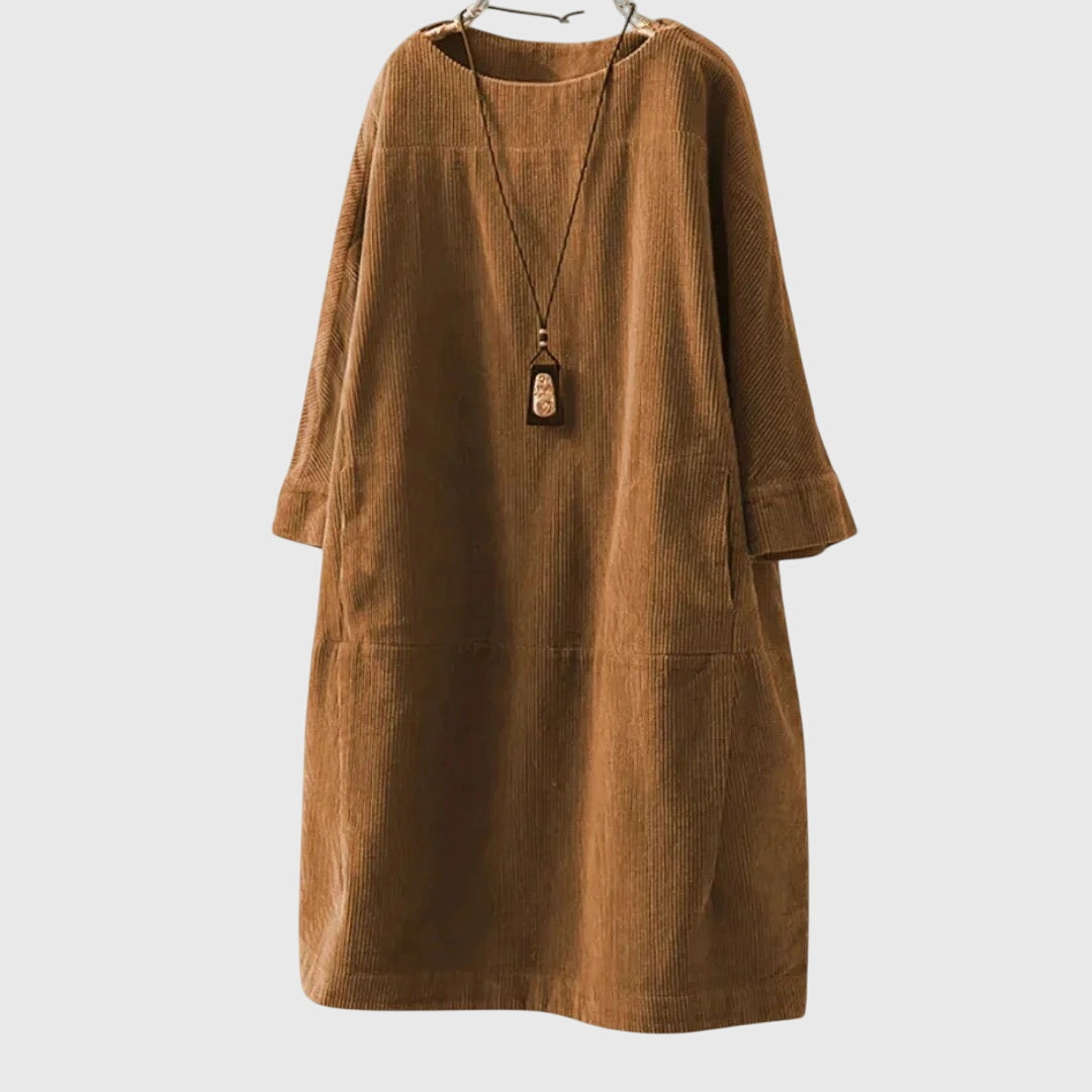 Relaxed Corduroy Midi Dress
