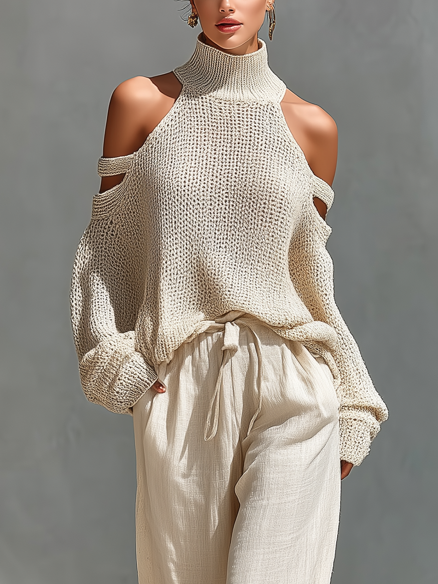 Edalyn™ | Cold-Shoulder Turtleneck & Wide-Leg Pant Set