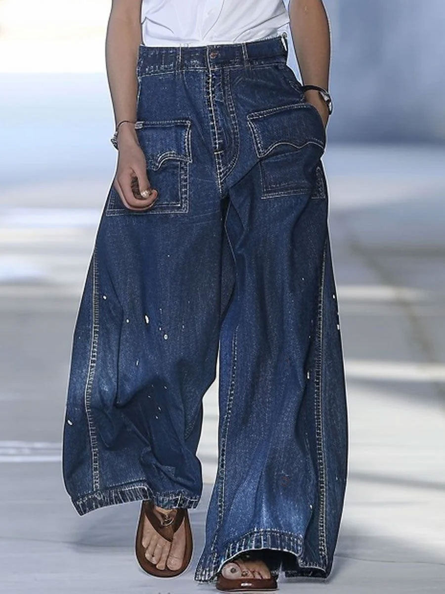 Giselle™ | Wide-Leg Multi-Pocket Jeans