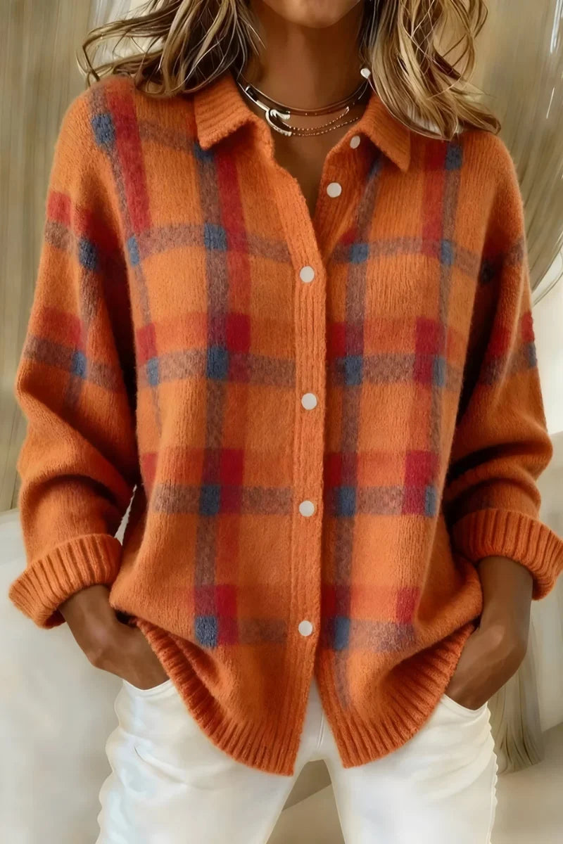 Nadia™ | Plaid Button-Up Cardigan
