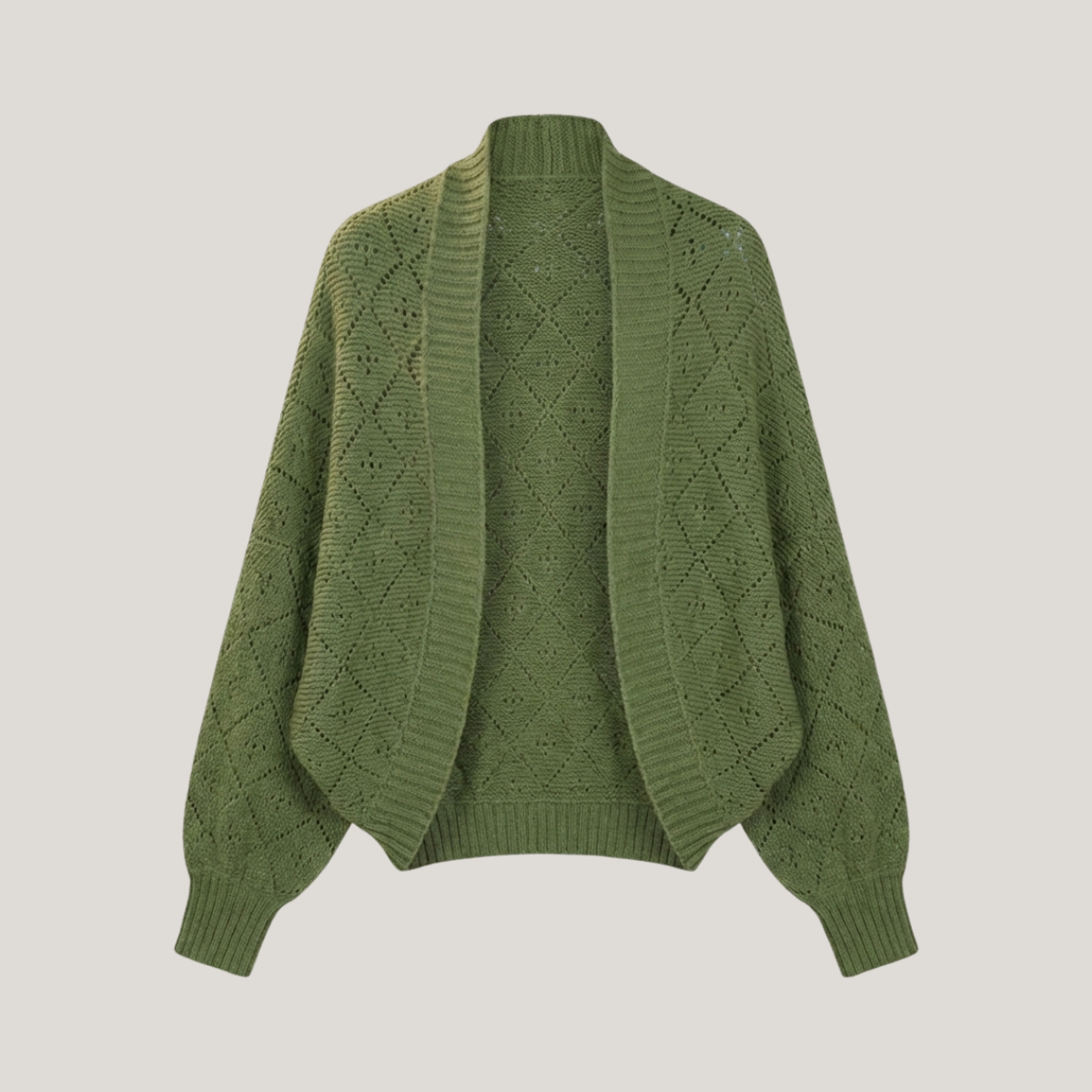 Ivessa™ | Open-Front Diamond Knit Cardigan