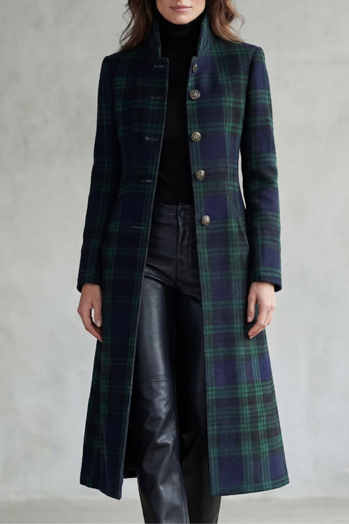 Rowleigh | Women's Highland Check Silhouette Wool Blend Coat